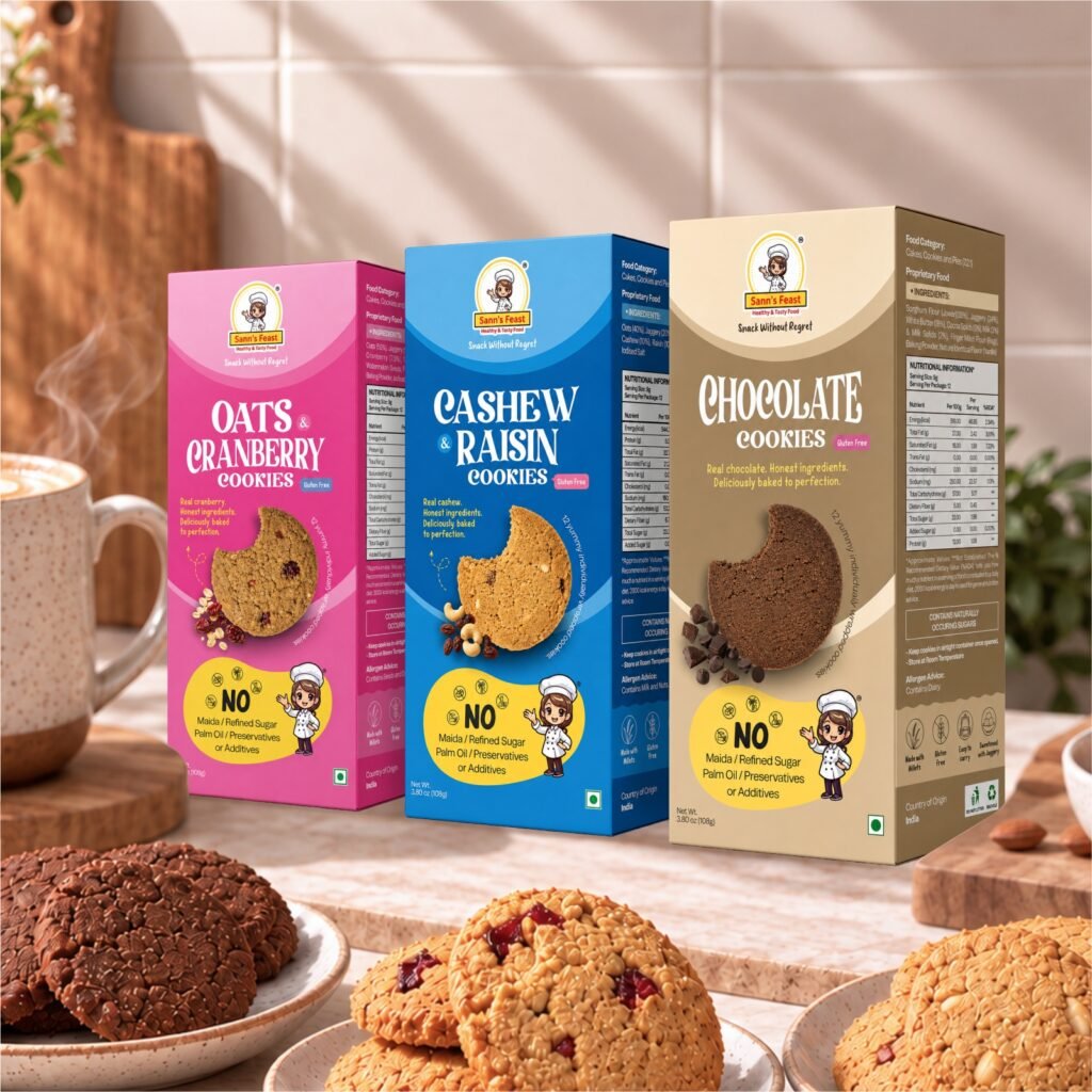 Oats Cranberry, Cashew Raisin & Chocolate Cookie Trio (12 Pack)
