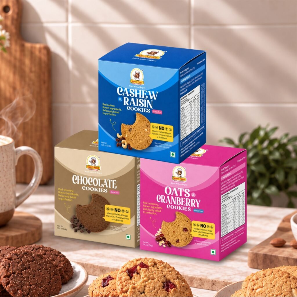 Cashew Raisin, Chocolate & Oats Cranberry Cookie Trio (6 Pack)